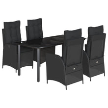 5-delige Tuinset met kussens poly rattan zwart