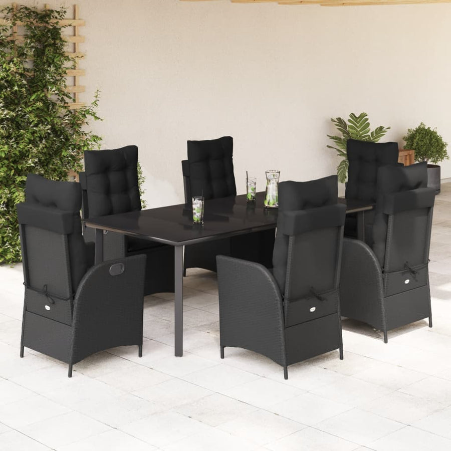 7-Delige Tuinset Met Kussens Poly Rattan Zwart Zwart