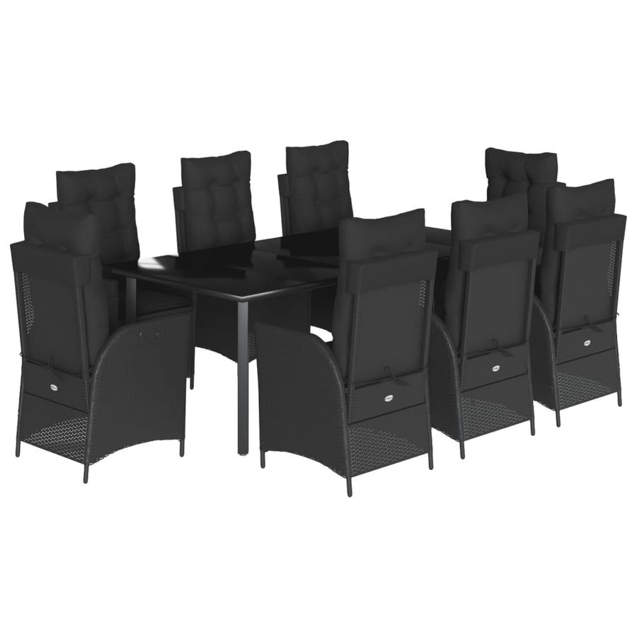 9-Delige Tuinset Poly Rattan Zwart Zwart