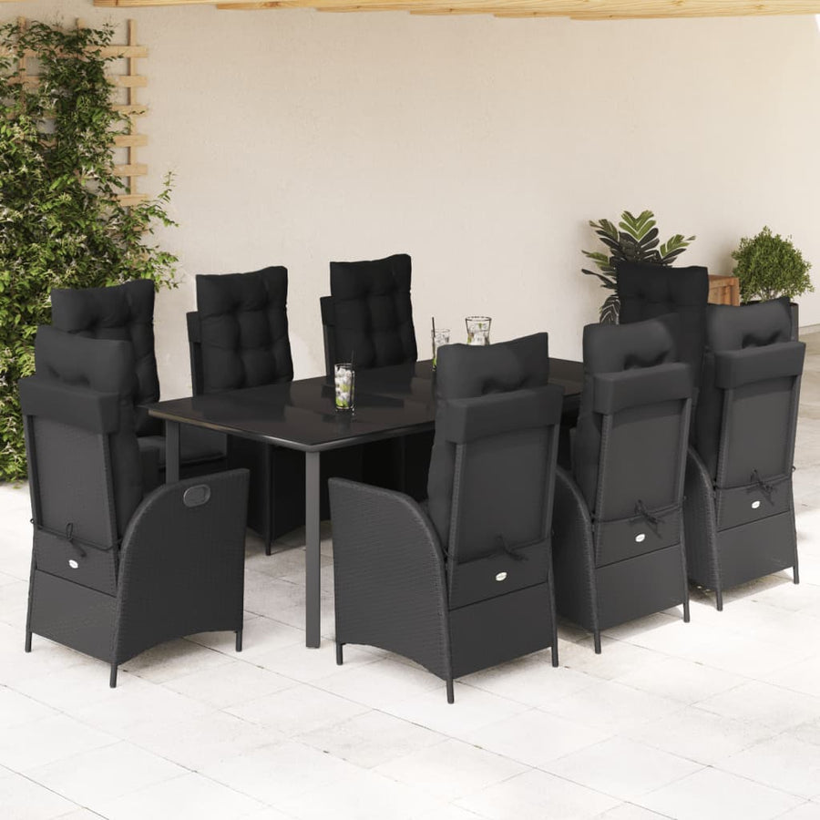 9-Delige Tuinset Poly Rattan Zwart Zwart