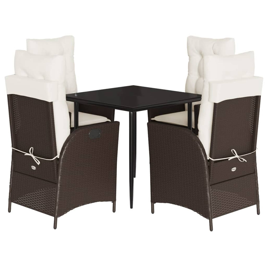 5-delige Tuinset met kussens poly rattan bruin