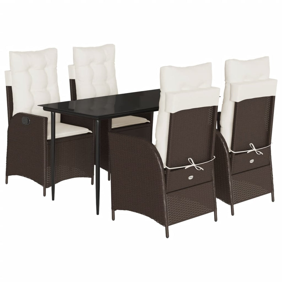 5-Delige Tuinset Met Kussens Poly Rattan Bruin 4 140 x 70 x 74 cm