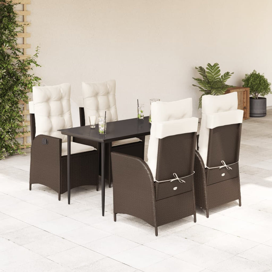 5-Delige Tuinset Met Kussens Poly Rattan Bruin 4 140 x 70 x 74 cm