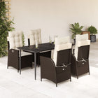 Tuinset 5-delig poly rattan bruin met kussens