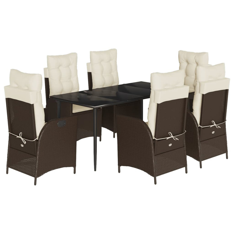 7-delige Tuinset met kussens poly rattan bruin