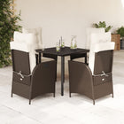 5-piece Garden Set with Cushions Poly Rattan Brown
