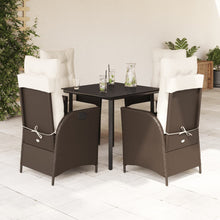 5-delige Tuinset met kussens poly rattan bruin