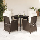 5-piece Garden Set with Cushions Poly Rattan Brown