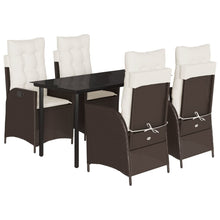 5-delige Tuinset met kussens poly rattan bruin