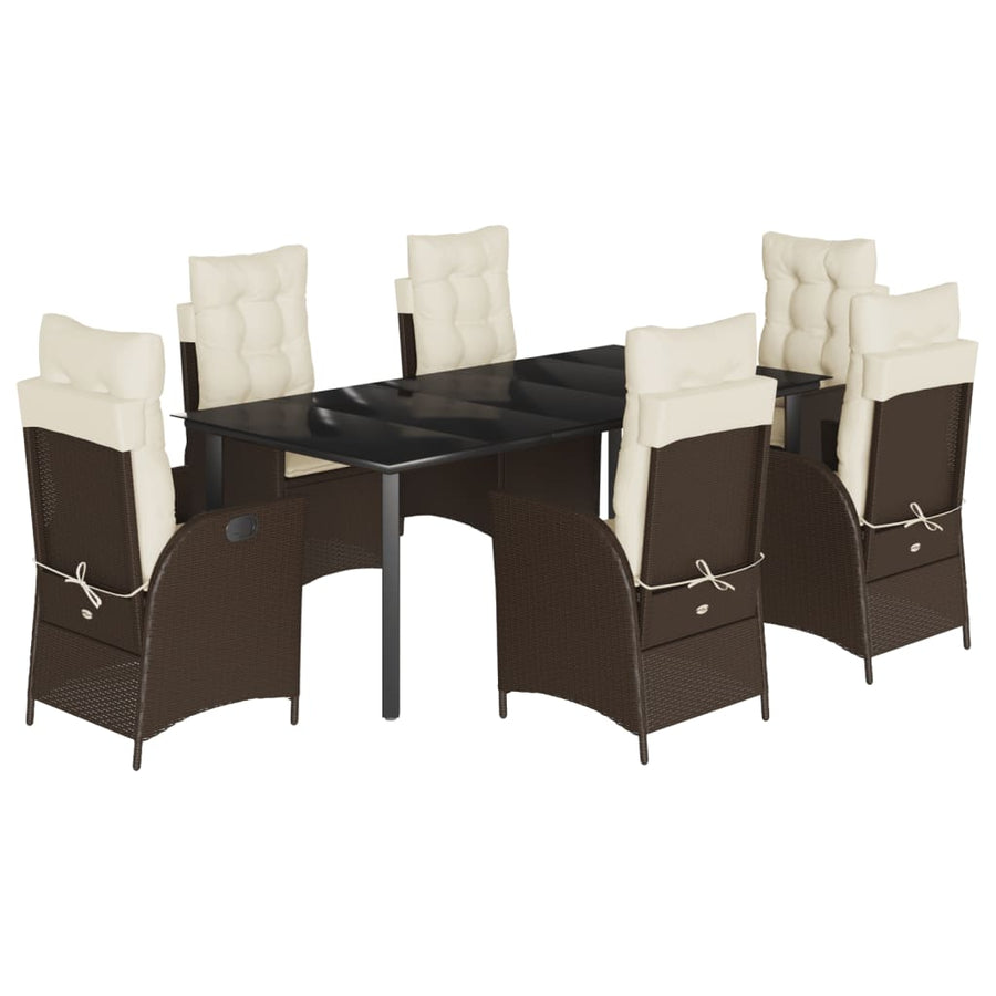 7-Delige Tuinset Met Kussens Poly Rattan Bruin
