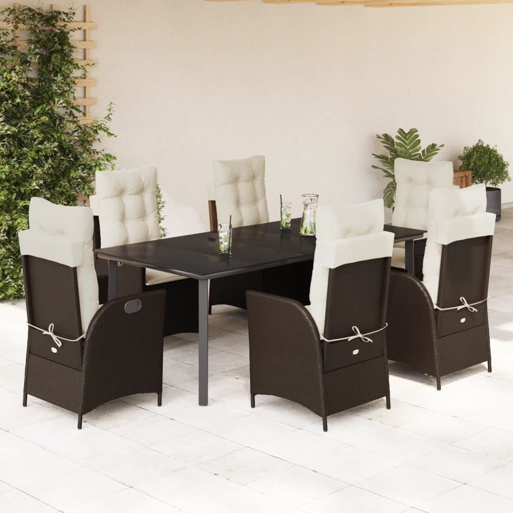 7-Delige Tuinset Met Kussens Poly Rattan Bruin