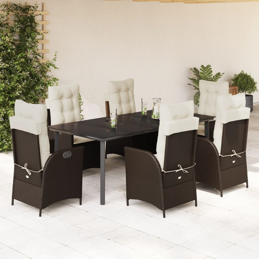 7-Delige Tuinset Met Kussens Poly Rattan Bruin