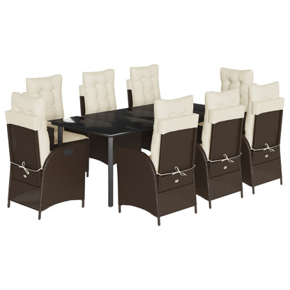 9-Delige Tuinset Met Kussens Poly Rattan Bruin