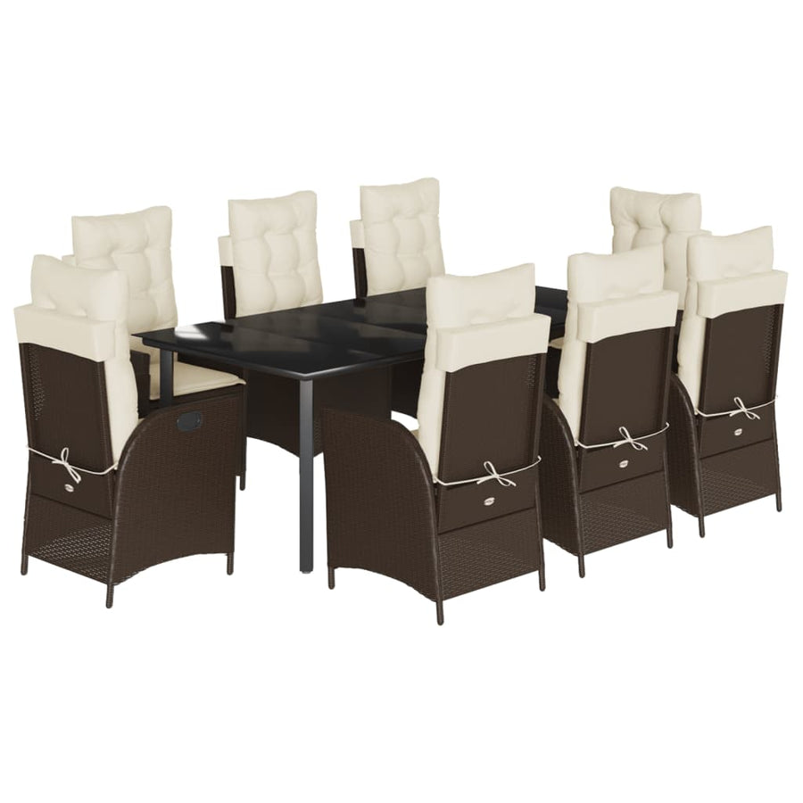 9-Delige Tuinset Met Kussens Poly Rattan Bruin
