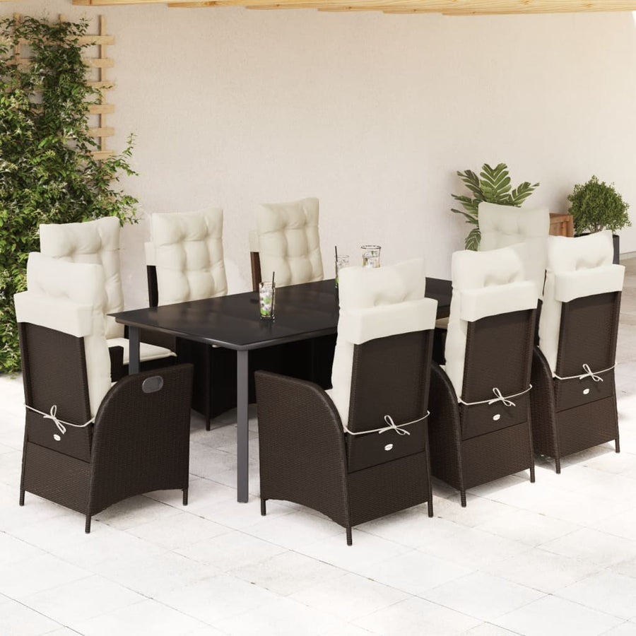 9-Delige Tuinset Met Kussens Poly Rattan Bruin
