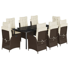 9-Delige Tuinset Met Kussens Poly Rattan Bruin