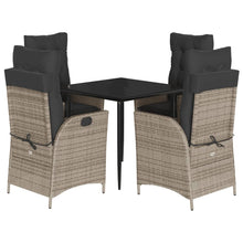5-delige Tuinset met kussens poly rattan grijs