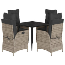 5-delige Tuinset met kussens poly rattan grijs