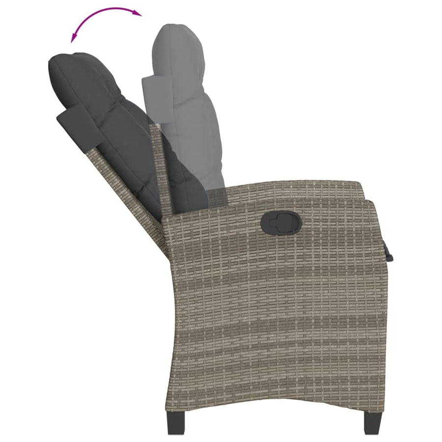 5-Delige Tuinset Met Kussens Poly Rattan Grijs 4 140 x 70 x 74 cm