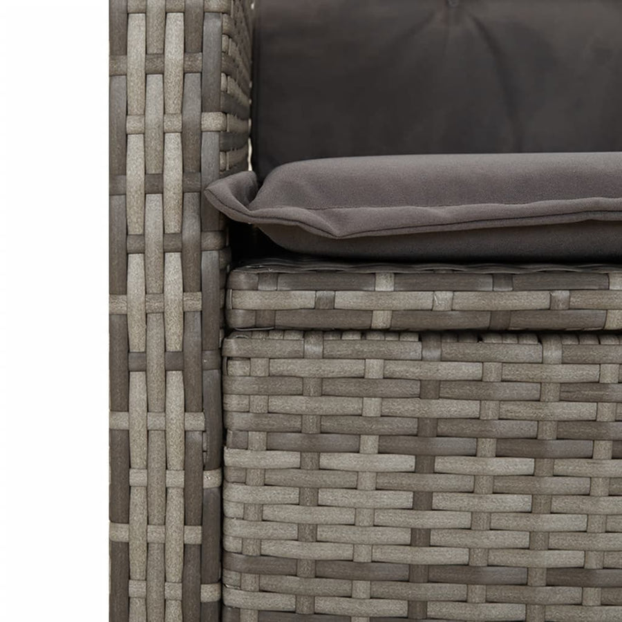 5-Delige Tuinset Met Kussens Poly Rattan Grijs 4 140 x 70 x 74 cm