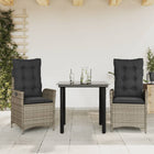 3-delige Tuinset met kussens poly rattan grijs