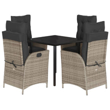5-delige Tuinset met kussens poly rattan grijs