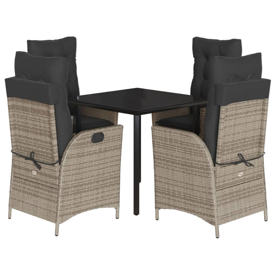 5-delige Tuinset met kussens poly rattan grijs