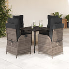 5-piece Garden Set with Cushions Poly Rattan Grey