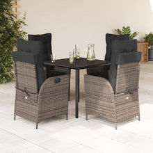 5-delige Tuinset met kussens poly rattan grijs