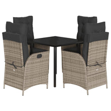 5-delige Tuinset met kussens poly rattan grijs