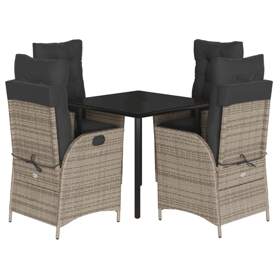5-delige Tuinset met kussens poly rattan grijs