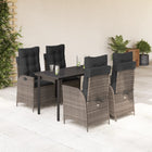 5-piece Garden Set with Cushions Poly Rattan Grey