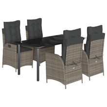 5-delige Tuinset met kussens poly rattan grijs