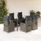 7-Piece Garden Set with Cushions Poly Rattan Grey