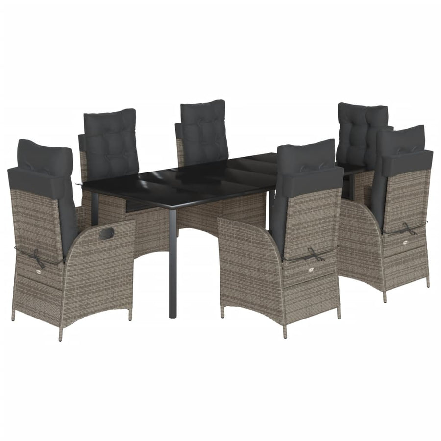 7-Delige Tuinset Met Kussens Poly Rattan Grijs
