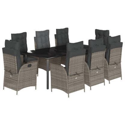 9-Delige Tuinset Met Kussens Poly Rattan Grijs