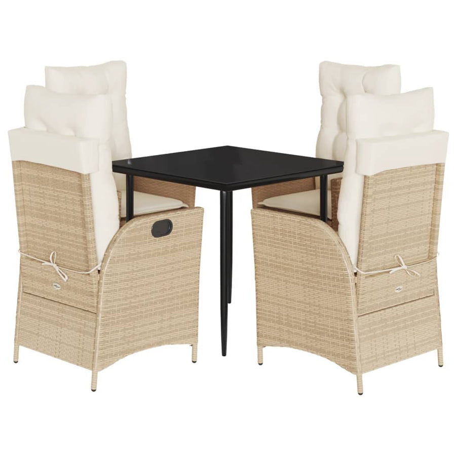 5-delige Tuinset met kussens poly rattan beige