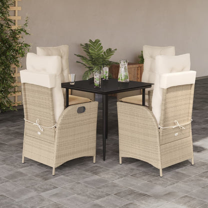 5-delige Tuinset met kussens poly rattan beige