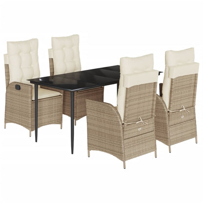 5-delige Tuinset met kussens poly rattan beige