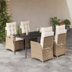 Tuinset 5-delig poly rattan beige