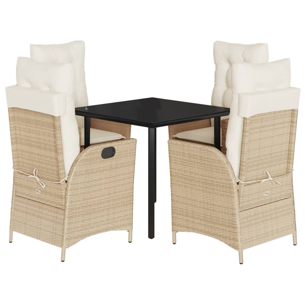 5-delige Tuinset met kussens poly rattan beige