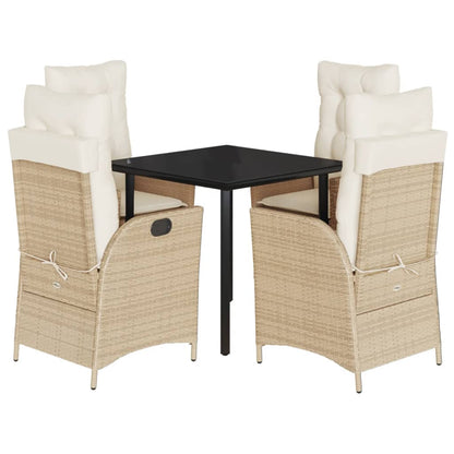 5-delige Tuinset met kussens poly rattan beige