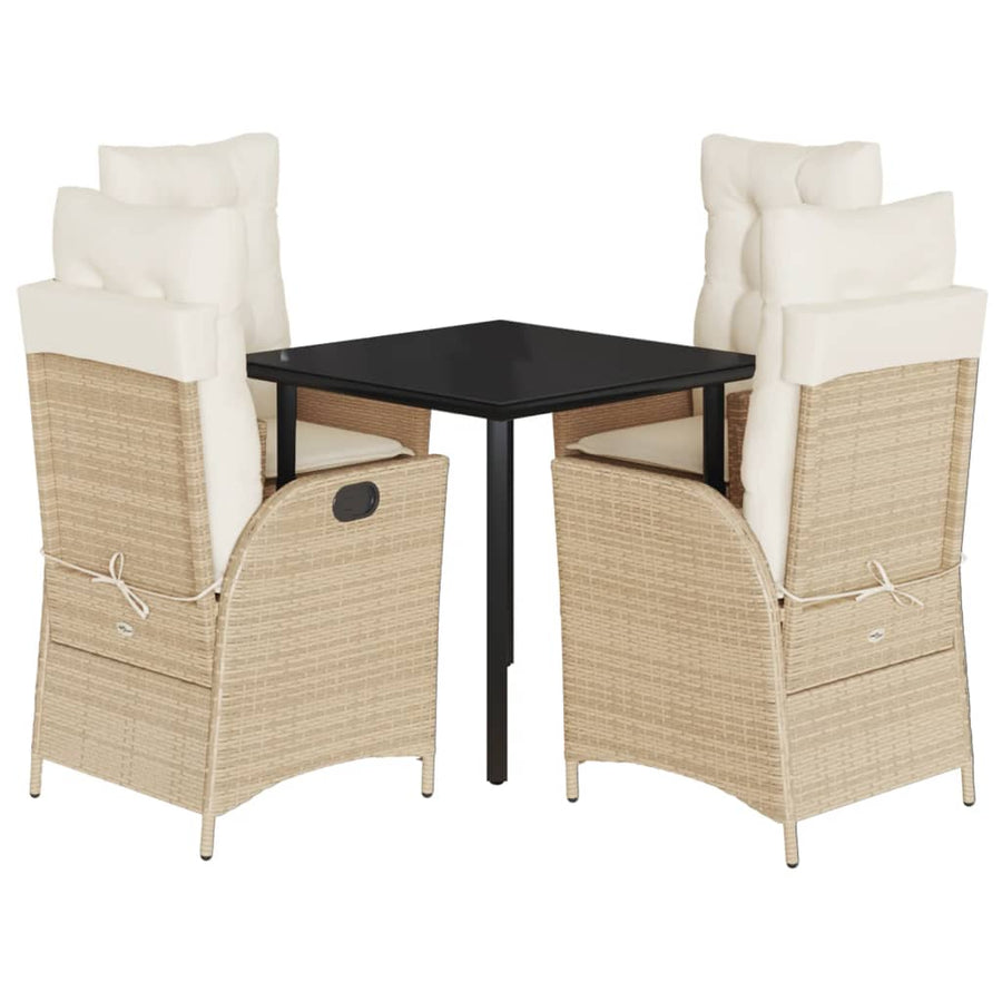 5-delige Tuinset met kussens poly rattan beige
