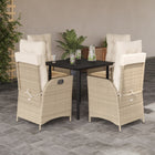 5-piece Garden Set with Cushions, Poly Rattan, Beige