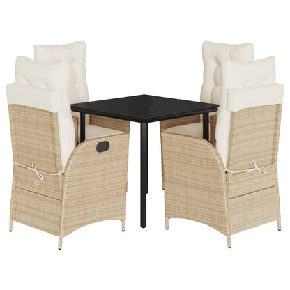 5-delige Tuinset met kussens poly rattan beige