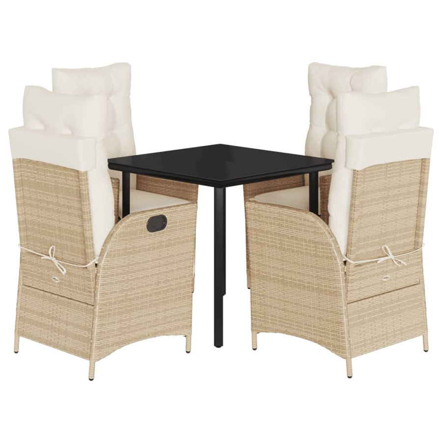 5-delige Tuinset met kussens poly rattan beige
