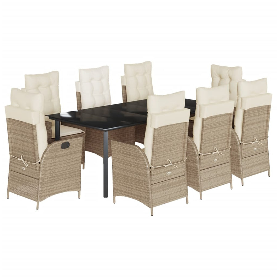 9-Delige Tuinset Met Kussens Poly Rattan Beige Sonoma Eiken