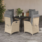 5-piece Garden Set with Cushions, Poly Rattan, Beige