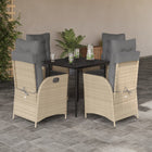 5-piece Garden Set with Cushions, Poly Rattan, Beige