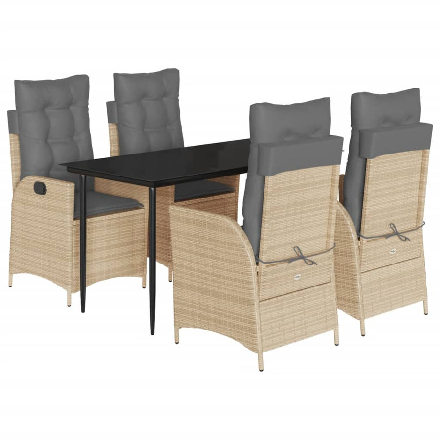 5-Delige Tuinset Met Kussens Poly Rattan Beige 4 140 x 70 x 74 cm